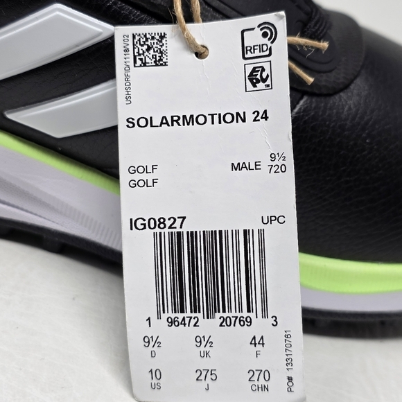 Adidas Solarmotion 24 Golf Shoes Mens Size 10 Black/White/Green IG0827 New
